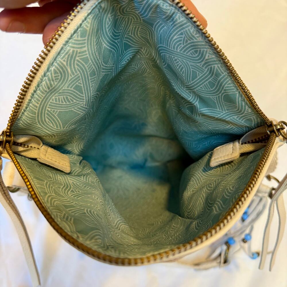 The Sak Silverlake Off White Leather Embossed Floral Foldover Crossbody Purse - Picture 11 of 11